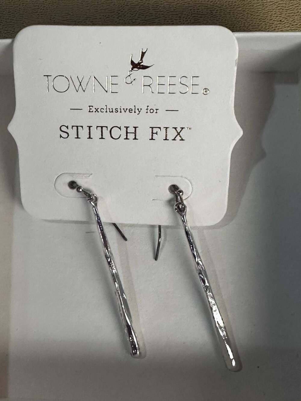 Towne & Reese Hammered Bar Drop Earrings SFE70108SLV